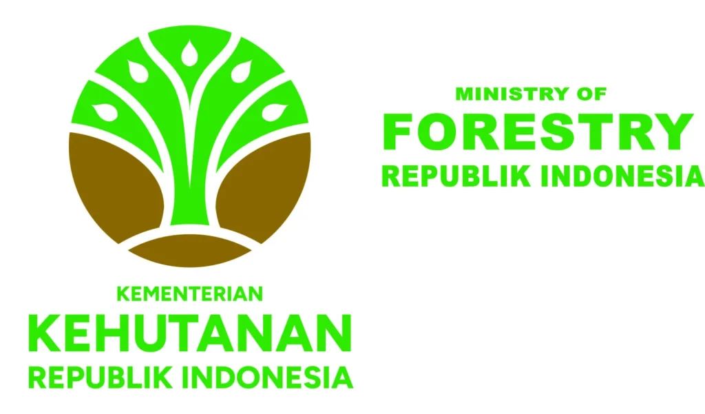 Logo des indonesischen Forstministeriums (Ministry of Forestry, Republik Indonesia) – Symbol für Naturschutz, nachhaltige Waldwirtschaft und ökologische Entwicklung.